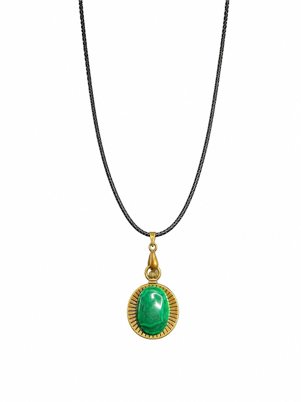 Handmade Malachite Style Pendant Necklace Green Stone Vintage Boho Gift